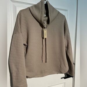 Max Studio Beige Waffle Knit Hoodie